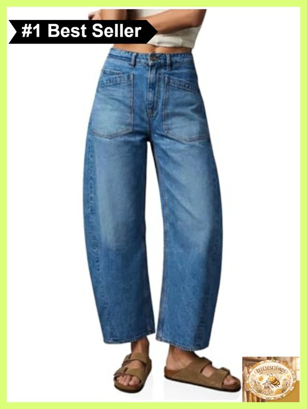 Women's Baggy Barrel Jeans Cropped High Waisted Wide Leg Boyfriend Denim Pants